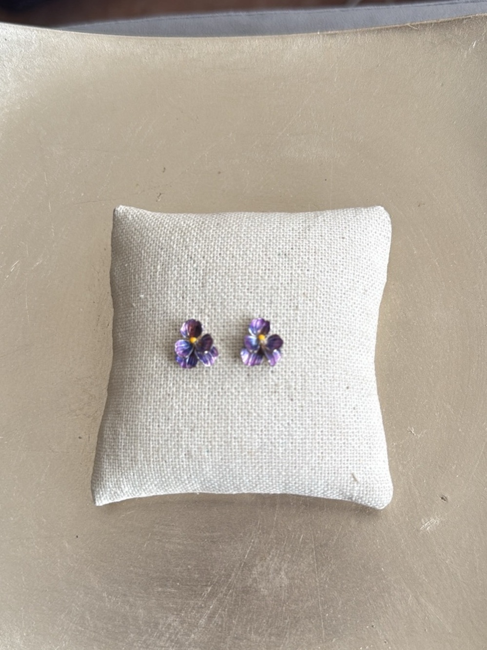 Delicate Orchid Flower Stud Earrings Purple Silver Tone Gift Jewelry Love